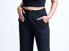 Elevate your outfit with these trousers that exude both comfort and style. Perfectly designed to complement your favorite tops, they are a must-have addition to your wardrobe. Wear with a heel or flats to dress them up, or wear sneakers to dress them down. FEATURES Zipper and button closure Functional belt loops Front pockets Front and back waist pleating High Waist SIZE & FIT Model is wearing a size: Small. Relaxed fit. DETAILS 77% Polyester, 20% Rayon, 3% Spandex CARE Hand wash cold; do not bl Trendy Black Dress Pants For Work, Casual Straight Leg Dress Pants For Night Out, Casual Tapered Leg Bottoms For Night Out, Casual Tapered Leg Dress Pants For Night Out, Elevate Your Outfit, Denim Sweater, Sweater Blazer, Fit Details, Jogger Set