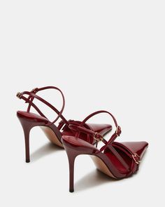 DEAGAN Wine Patent Strappy Pump Heel | Women's Heels – Steve Madden Big Steppa, Strappy Pumps, Fashion Shoes Heels, Style Goals, Alight Motion, Designer Pumps, Evening Dresses For Weddings, Women's Heels, Church Decor