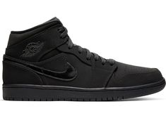 Nike Aj1, New Basketball Shoes, Authentic Jordans, Kicks Shoes, Jordan Sneakers, Dark Wear, Triple Black, Air Jordan 1 Mid, Jordan 1 Mid