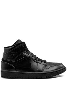 Jordan Air 1, Air Jordan 1 Mid Black, Jordan 1 Sneakers, Jordan Mid, Jordan Air, Triple Black, Air Jordan 1 Mid, Jordan 1 Mid, Black Sneakers