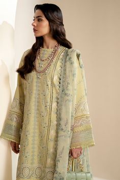 Brand: Azzal by Syesha & UsmanProduct Code: Aghaaz by Azzal - JehaanCollection: Aghaaz by Azzal Unstitched Lawn Summer CollectionFabric: Lawn DESIGN DETAILS: Embroidered Lawn Front Right+ Left Pannel Embroidered Front Lawn Centre Pannel With Front Embroidered Patch Embroidered Lawn Back With Embroidered Border Embroideres Sleeves 0.6m With Embroidered Border Embroidered Front Pannel Patti Digital Printed Chiffon Duppata 2.5m Embroidered Duppata Scalap 5.25m Embroidered Duppata Pallu 2pcs Dyed Cambric Trouser 2.5m DISCLAIMER:* Lining, Laces, and Tassels are not included in unstitched variants.* Embellishment items in stitched outfits are subject to market availability.* The actual colors of the outfit may vary from the colors being displayed on your device. CARE INSTRUCTIONS: Extra Fabric H Yellow Dupatta, Lawn Design, High End Shoes, Beautiful Pakistani Dresses, Front Lawn, Kurta Designs Women, Kurta Designs, Fabric Stores Online, Lemon Yellow