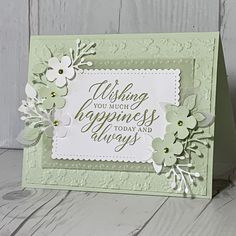 a handmade card with flowers on it and the words wishing you much happiness today and always