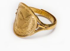 Antique 24K Eagle Dollar Gold Coin Chinese Ring Chinese Ring, Gents Rings, Ancient Rings, Gold Coin Ring, America Eagle, Rings Antique, Gents Ring, Eagle Coin, Antique Coins