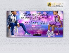 an advertisement for the sneaker ball featuring two children in tuxedos and sneakers