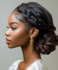 🦋 Chic Wedding Updos Braids Glamorous Braids Updo Hairstyle Updos For Formal, Edgy Updo, Braided Mohawk, Goddess Box Braids, Black Brides, Braided Chignon, Wedding Updos, Wedding Braids