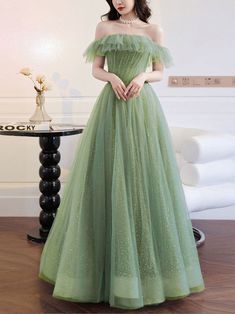 Cottage Core Prom Dress Green, Sage Green Tulle Prom Dress, French Formal Dress, Sage Green Fairy Dress, Green Princess Dress Fairytale, Light Green Dress Long, Ball Dresses Green, Renisance Dresses, Light Green Dress Formal