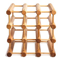 the wooden pegs are lined up to form an eight - tiered rack for storing items