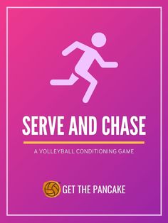 the serve and chase game is shown in pink, purple, and yellow with an image of