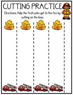 fire safety worksheet for kids to practice cutting practice cut and paste the lines