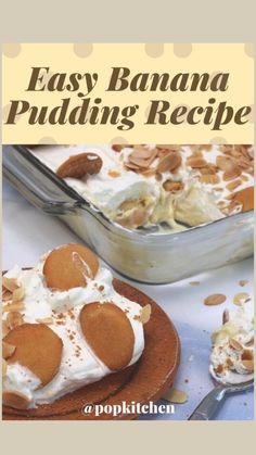 an easy banana pudding recipe on a plate