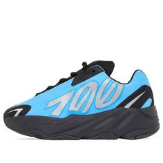 adidas Originals’ Yeezy Boost 700 MNVN is a minimalist sneaker with a difference – its innovative design and ultra-responsive cushioning make it a must-have for any little one on the go. The lightweight polyester upper is finished in a vibrant blue hue, with no-tie bungee laces ensuring a secure and comfortable fit. The lateral side panel is emblazoned with silver reflective ‘700’ branding, while the sculpted black polyurethane midsole features full-length drop-in Boost cushioning for an unbeata Luxury Bag Brands, Minimalist Sneakers, Yeezy 700, Marathon Running Shoes, Chunky Shoes, Dad Shoes, Marathon Running, Running Shoes Sneakers, Yeezy Boost