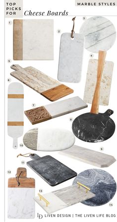 marble and wood cutting boards are featured in this article, which shows the different materials used for