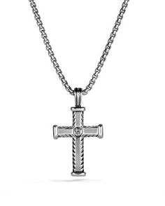 David Yurman Chevron Cross with Black Diamonds Luxury Silver Diamond Ring For Men, Luxury Black Diamond Ring For Men, David Yurman Mens, Black Diamond Jewelry, Black Diamonds, David Yurman, Chains Jewelry, Black Diamond, Cross Pendant