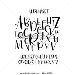 handwritten alphabet in black ink on white background