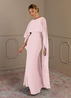 Azazie Dion Taupe Sheath Scoop Stretch Crepe Dress | Azazie Dress Mother Of The Bride, Mother Of The Bride Dresses Long, Bride Groom Dress, Dresses Chiffon, Stretch Crepe, Floor Length Dresses, Groom Dress, Bride Dresses, Crepe Dress