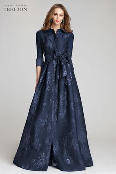 Eyelet Gown, Navy Evening Gown, Modest Evening Gowns, Holiday Party Tops, Jacquard Gown, Champagne Gown, Tulle Applique, Organza Gown, Proper Attire