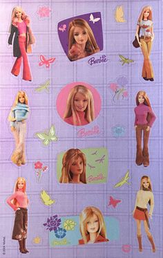 the barbie doll stickers are all over the place for girls to put on their clothes