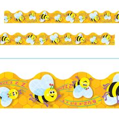 bees and honeycombs are on the yellow border for this birthday party decoration kit