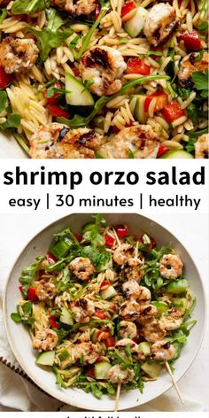 shrimp orzo salad is an easy and healthy meal that's ready in under 30 minutes