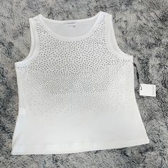 Brand New With Tags Fitted White Calvin Klein Tops, Elegant White Calvin Klein Tops, White Calvin Klein Summer Top, Bedazzled Tank Top, Womens Calvin Klein, Calvin Klein, Tank Top, Womens Tops, Tank Tops