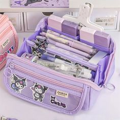 Kawaii Pencil Case Large Capacity Multiple Pockets Japanese Korean Stationary | eBay Korean Pouch, Kawaii Pencil, Stationery Organizer, Kawaii Bag, Kawaii Bags, Y2k Nails, Pencil Box, Japanese Stationery, Stationery Organization