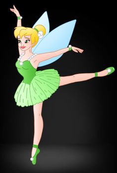 a woman dressed as tinkerbell with green shoes and holding her leg up in the air