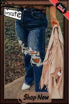 Blue High Waist Distressed Plus Size Jeans Plus Size Jeans, High Waist, Shop Now, High Waisted, Plus Size, Blue