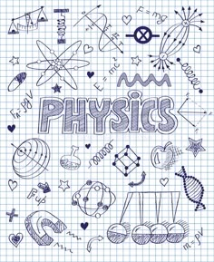 the word physics surrounded by doodles