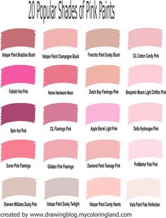 Life is not just black and white, and pink paint has been a popular choice for walls, ceilings, and stairs for many years. Its popularity is actually growing. Here is a selection of 20 popular pink paints (hot pinks included) that you may find inspiring for your next painting project. Color your life. Maybe start just with an accent wall. Why not in pink? Hot Pink Wall Paint, Plastic Pink Flamingos, Green Color Names, Blush Pink Paint, Light Pink Paint, Pink Painted Walls, Hot Pink Walls, Pink Paint Colors