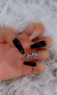 Cheetah Acrylic Nails, Cheetah Nails, Black Acrylic Nails, Acrylic Nail Set, Long Acrylic Nails Coffin, Coffin Nails Long, Bling Acrylic Nails, Acrylic Nails Coffin Short, Summer Acrylic Nails