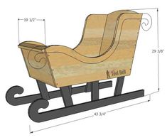 a wooden rocking chair is shown with measurements for the seat and foot rest on it