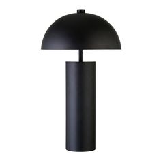 a black lamp on a white background with the light turned off to show its dim lighting