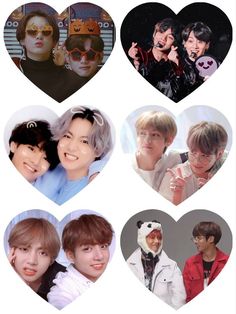 four heart shaped photos with the same person