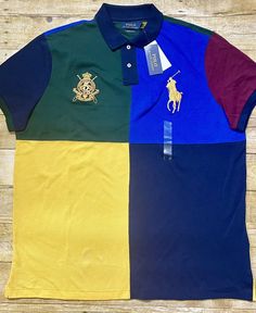 *NWT* POLO RALPH LAUREN Custom Slim Fit Big Gold Pony Crest Mesh Polo Shirt Men's 2XL. Condition is new with tags but there's a little red stain. Slim fit. Material : 100% Cotton. Measurements approximate, taken flat. Pit to pit : 25.5". Length : 31.5". Please check all the pictures before purchasing.         Thank you so much for looking. Fitted Multicolor Polo Shirt, Dope Hats, Red Stain, Pullover Designs, Mens Polo Shirts, Polo Ralph, Polo Ralph Lauren, Polo Shirt, Mens Accessories