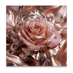 an image of a rose that is in the middle of metallic foils on a white background