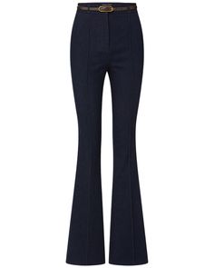 Veronica Beard Belted Gracie Denim Pant in Midnight Wash High rise Concealed closure Zip fly Belt loops Removable buckle belt; vegan leather fabrication Back welt pockets Slim through leg Flare hem Full length Lined 75% cotton, 23% polyester, 2% elastane outer, 54% polyester, 46% viscose lining Buckle Belt, Veronica Beard, Denim Pant, Welt Pockets, Welt Pocket, Belt Buckles, Vegan Leather, Full Length, High Rise