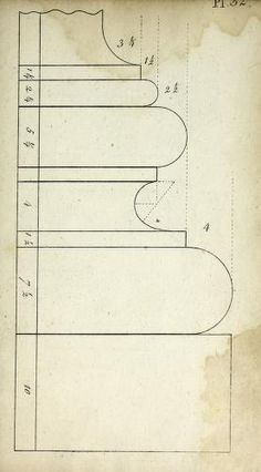 an old paper with some lines drawn on it and numbers in the bottom left corner