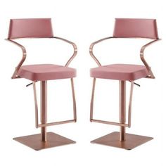 two pink barstools sitting next to each other