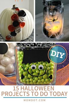 halloween crafts that are easy to make and fun for the whole family, including pumpkins