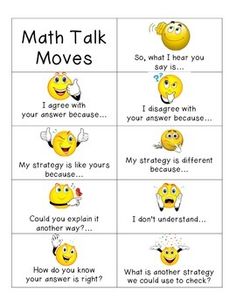 a sheet with different expressions on it that say,'math talk moves'and'i don't know what to do '