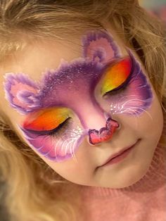 Disney Face Painting, Fairy Face Paint, Kitty Face Paint, Animal Face Paintings, Girl Face Painting, Painting Face, Face Painting Tutorials, Face Paint Kit, Flower Makeup