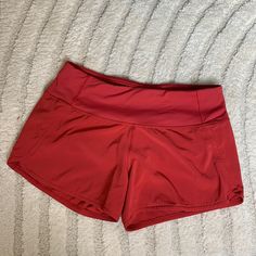 Gently Used. They Still Look And Feel Brand New. No Flaws. Super Comfy. These Are Not True Red. They Are More Of A Terracotta Color. Red Moisture-wicking Athletic Shorts For Yoga, Red Lululemon Shorts, Lululemon Shorts Outfit, Desired Wardrobe, Red Lululemon, Acid Bath, Lulu Outfits, Bodycon Dress Homecoming, Gymwear Outfits