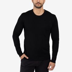 Men's Basic Crewneck Sweater.Stay warm and look good for any occasion with our stylish and versatile colorful sweater collection for men.Crewneck. Midweight ultra soft feel fabric. Long sleeves and ribbed cuffs. Simplicity at its best versatile style.These colorful long-sleeve pullovers look spectacular whether you pair them with dress slacks, jeans or chinos. Classic Black Crew Neck Sweater, Classic Black Crew Sweater, Men's V Neck Sweaters, Sweater Care, Basic Crewneck, Men Crewneck, Roll Neck Sweater, Textured Sweater, Sweater Collection