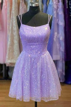 Double Straps Lavender A-Line Short Homecoming Dress with Sequin Front Side Light Purple Sweet 16 Dresses Short, Purple V-neck Dress For Homecoming, Homecoming Dress Corset, Lavender Mini-length Dress For Prom, Short Purple Quinceanera Dresses Sweatheart Neck Line, Cocktail Dress Classy Elegant, Purple V-neck Mini Dress For Prom, Dress Classy Elegant, Detachable Wedding Dress