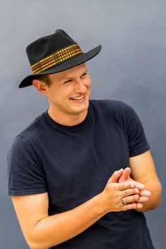 "Handcrafted in Peru and Bolivia, these alpaca and sheep wool blend hats are durable and offer full sun-protection for your everyday activities. The unisex Fedora Style Hat is a traditional \"short brimmed Western or Fedora style\" hat with a removable Quechua textile intention band. You choose your own intention band. Available in sizes S, M, L & XL for men and women.  50% alpaca and 50% wool felt, 50% alpaca and 50% wool accent, cotton/polyester cinch Dry clean only Textile softness: Soft - th Fedora Style, Black Fedora Hat, Fedora Hat Men, Womens Fedora, Black Fedora, Fedora Hat Women, Boho Hat, Winter Hats For Men, Classic Hats