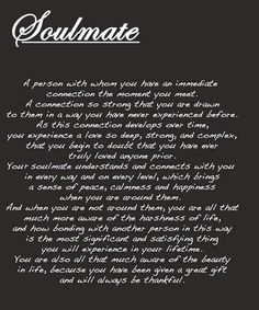 a poem written in white ink on a black background with the words soulmate above it