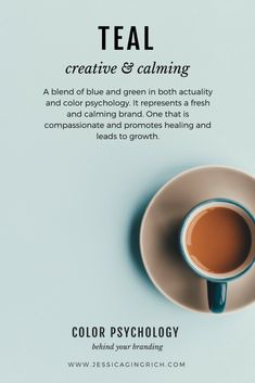 a cup of tea sitting on top of a white saucer next to a blue background