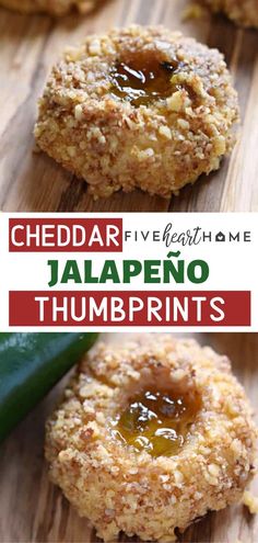 cheddar jalapeno thumbprints on a cutting board