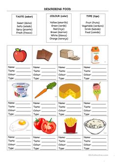 food groups worksheet with pictures to help students understand what foods are in the kitchen