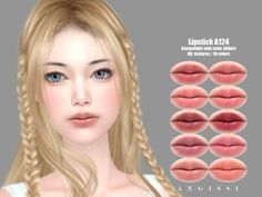 The Sims Resource - Lipstick A124 Sims 4 Makeup, Sims 4 Tattoos, Skin Details, Sims 4 Cc Skin, Los Sims, Body Features, Sims 4 Collections